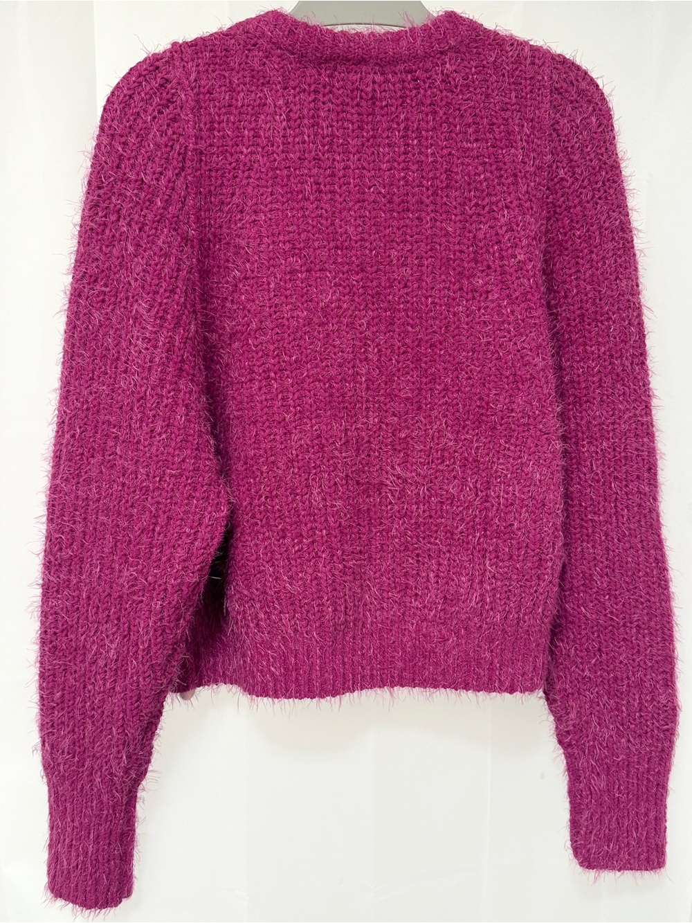 NWT Free People Frosting Faux Mohair Crop Cardigan Sweater Magenta Pink Size S - Picture 5 of 6